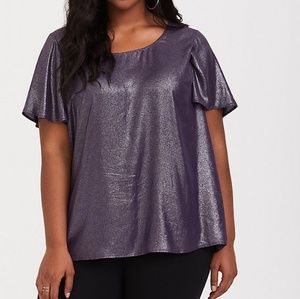 NWT Torrid Metallic Flutter Georgette Blouse